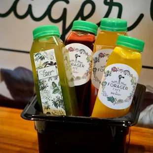 House-pressed juice made available for dine in or take it with you on your next adventure!
