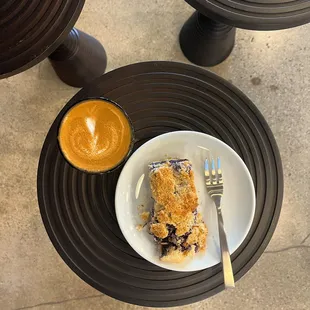 Cortado + blueberry keto bar