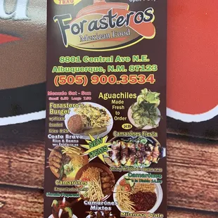 menu, tacos