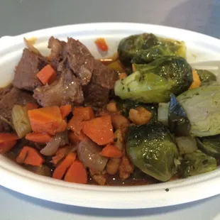 Beef burgundy with brussel sprouts