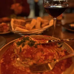 Eggplant Parm that I couldn't resist and took a picture after I started eating on it!