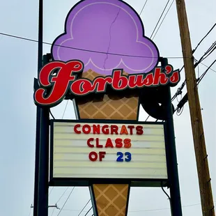 an ice cream cone sign