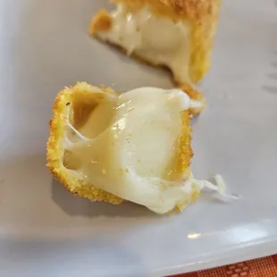 Inside of the fried mozzarella.