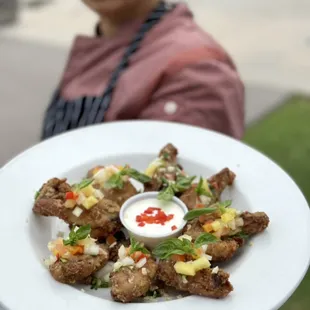 Garlic wings with pineapple salsa only available on Wingsday (Wednesday)