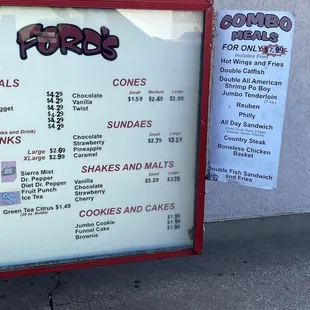 Drive thru menu