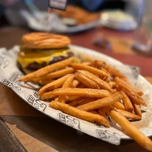 a burger and french fries