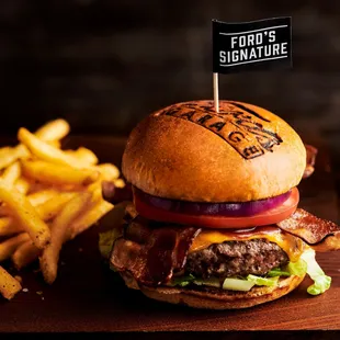 a burger and fries