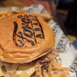 a burger and fries