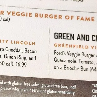 Speciality burgers