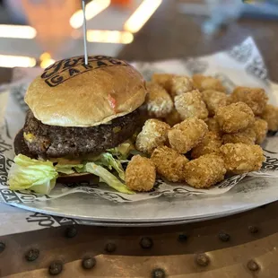 Green and Clean Burger w/ Tots