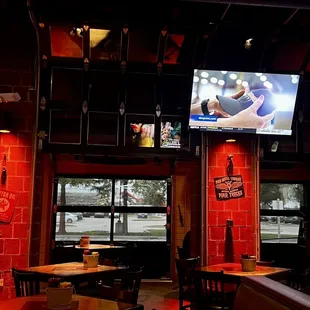 Garage doors open to patio in warmer weather