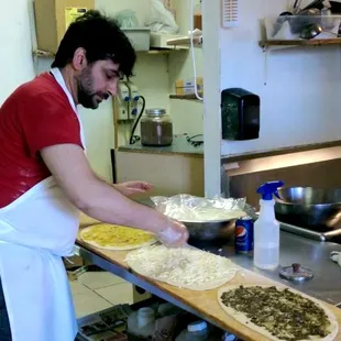 Egg pie, cheese pie, and zaatar