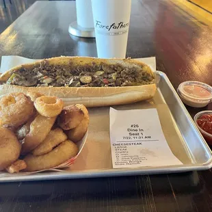 Cheesesteak and Onion Rings