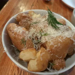 Duckfat fingerlings and pecorino