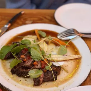 Steak frites! Grilled Wagyu Akaushi bavette steak