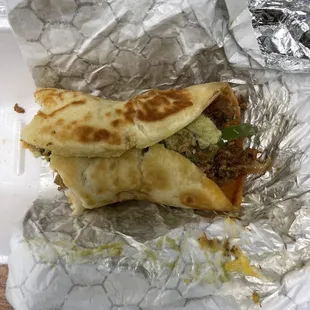 Mexican pita, it was too delicious to stop and snap a pic. This is how filling it is!