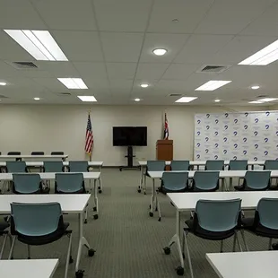 Facing the front of the Homer Maxey Conference Room