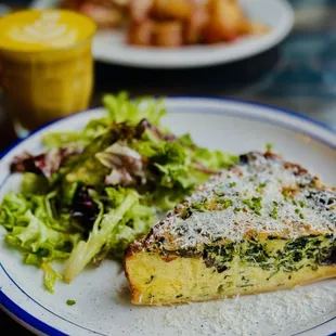 Spinach and mushroom quiche. My go to breakfast here!