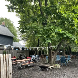 Outdoor seating and yard.