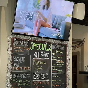 specials on a blackboard