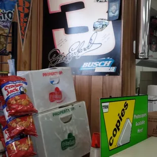 What's more 'murican than a Dale Sr. poster, wood paneling, some traffic cones and cracker jacks?!