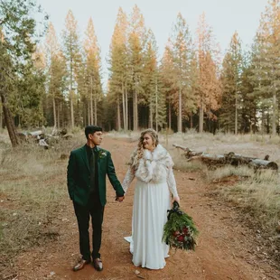 Bride and groom along the property