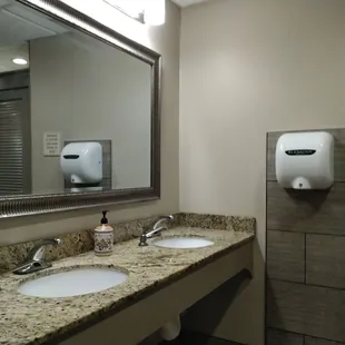 two sinks in a public restroom
