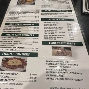 One side of the menu