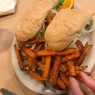 Shrimp poboy sweet potato