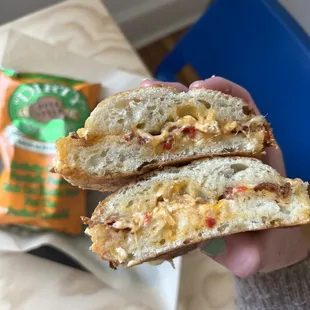 Adult grilled cheese with housemade pimento cheese and bacon!