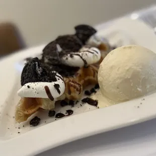 Oreo croissant waffle ice cream