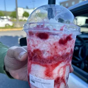 Strawberry Bingsoo. My husband got this. Don&apos;t recommend.The size is small and not worth the $.