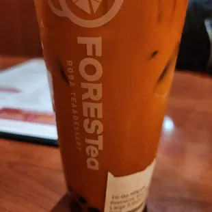 Thai iced tea with their signature boba.