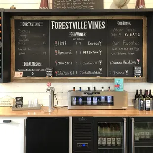 a chalkboard with a wine list on it