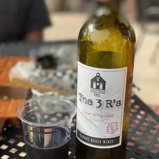 a bottle of wine and a glass of wine