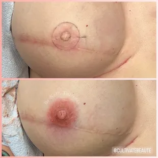 3D Areola tattoos by Kelli