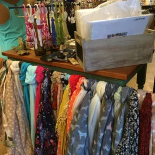 Great selection of scarves and other items.