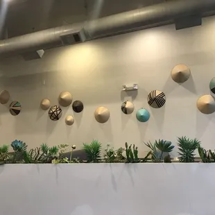 a variety of decorative objects on a wall