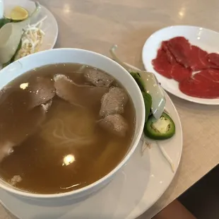 Kid's beef pho with filet on the side, no onions