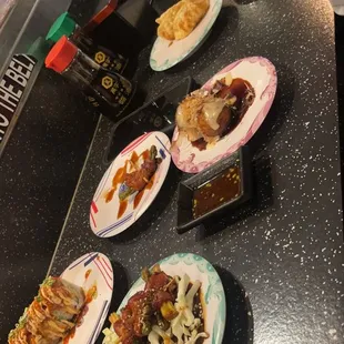 plates of food on a counter