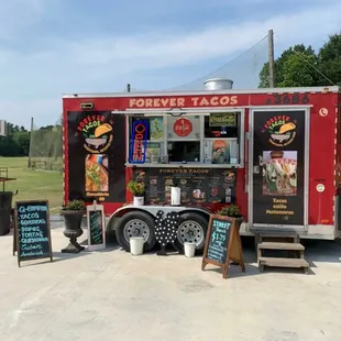 a food truck parked in a parking lot