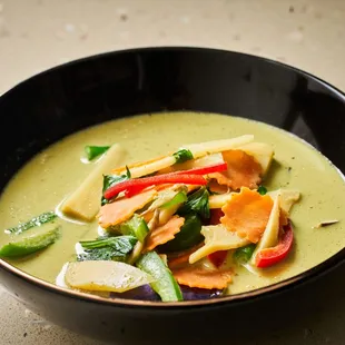 a bowl of soup on a table