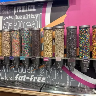 a display of cereals and cereal bars