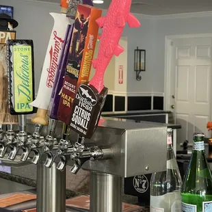 Beers on tap.