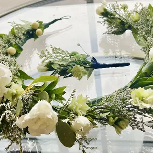 Simple and Sweet Wedding Crown and Boutonnierre!