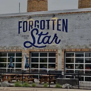 Front sign and windows
