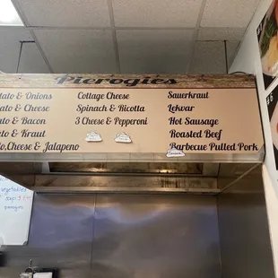 the menu for the restaurant