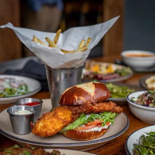 Fried redfish sandwich