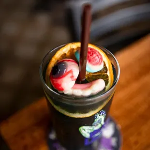 Hex Appeal cocktail with gummy garnish