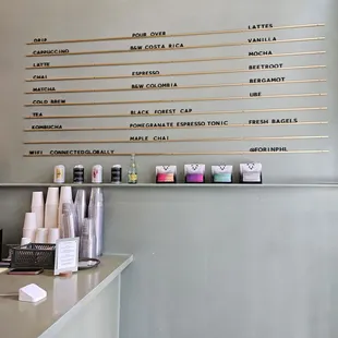 a menu on the wall